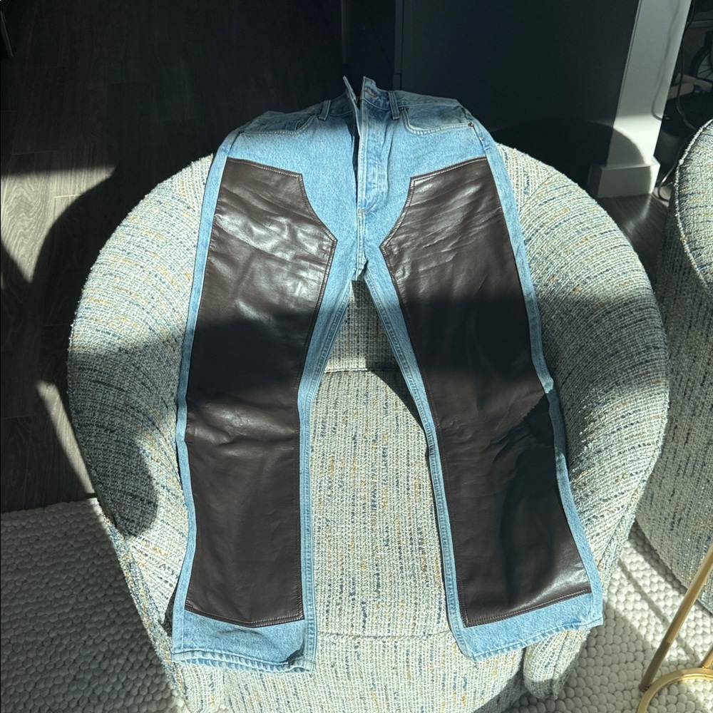Agolde Ryder Leather and Denim Jeans